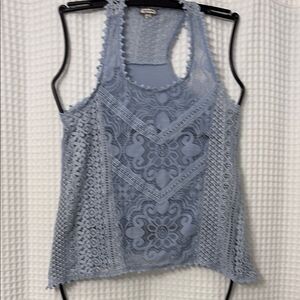 Eyeshadow Blue Embellished Cropped Tank Top
